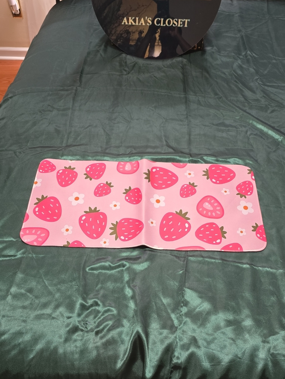 Strawberry Print Pink Keyboard Mat